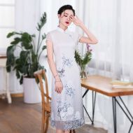 Winning Floral Print Chiffon Cheongsam Qipao Dress