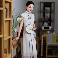 Gorgeous Embroidery Chinese Dress Qipao Cheongsam - White