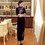 Lovely Beaded Embroidery Qipao Chinese Dress Cheongsam