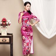 Impressive Floral Velvet Chinese Qipao Cheongsam Dress