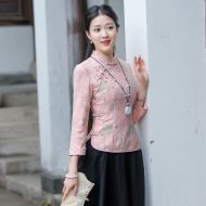 Delightful Pink Lace Qipao Cheongsam Chinese Shirt