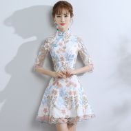 Fetching Embroidery Qipao Cheongsam Dress - A-Line