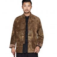 Nice Five Frog Buttons Velvet Tang Jacket - Brown