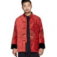 Nice Five Frog Buttons Velvet Tang Jacket - Claret