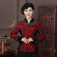 Pretty Mandarin Collar Open Neck Chinese Jacket - Claret