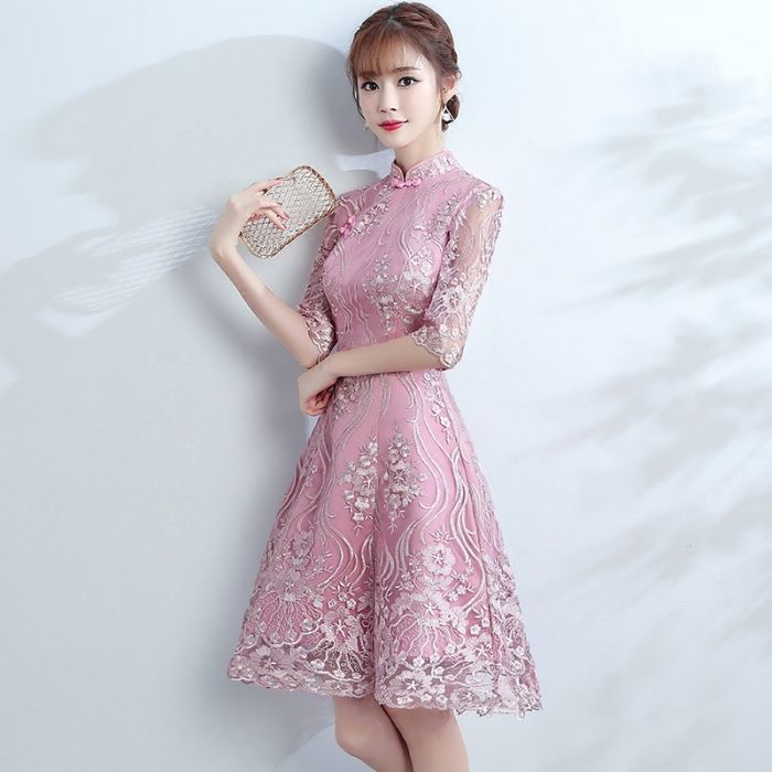 Charming Modern Lace Dress Qipao ...