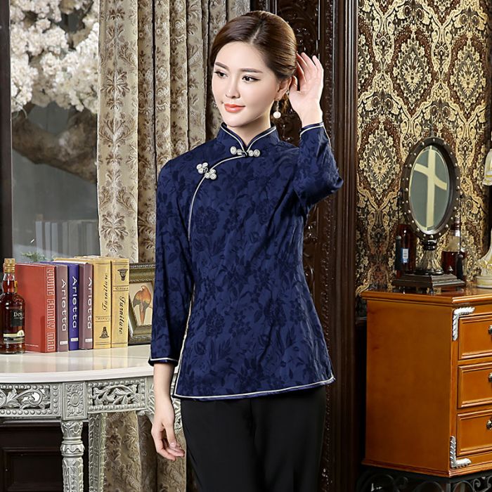 dark blue qipao