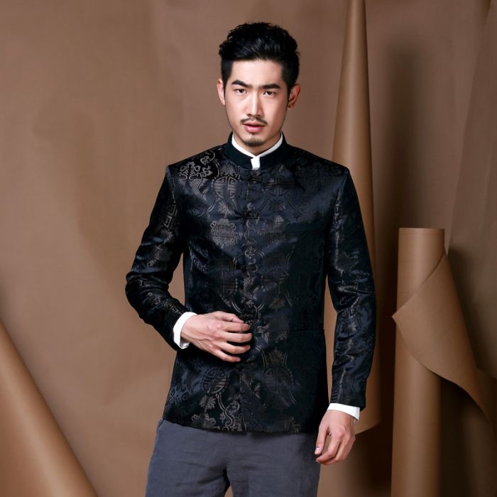Fabulous Brocade Modern Chinese Tang Jacket - Black