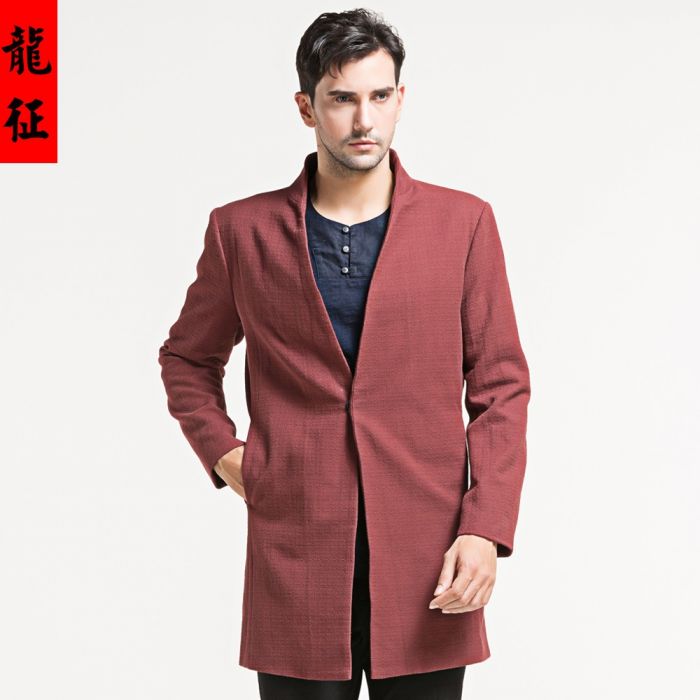 Impressive Stand-up Collar Open Neck Jacket - Red
