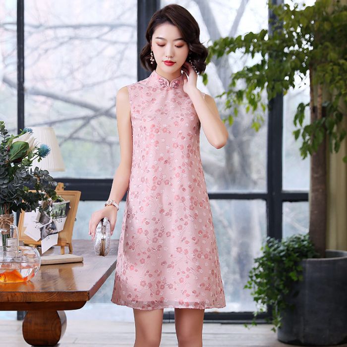 Pretty Sleeveless A line Chinese Dress Qipao Cheongsam