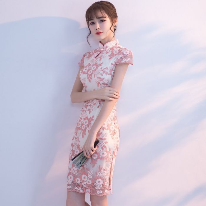 Lovely Floral Lace Qipao Cheongsam ...