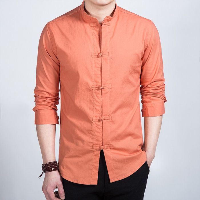 Fantastic Frog Button Stand-up Collar Shirt Orange Incarnation 21AW stand collar shirt